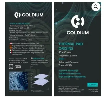 THERMAL PAD COLDIUM 95X55 2.5MM 17W/MK