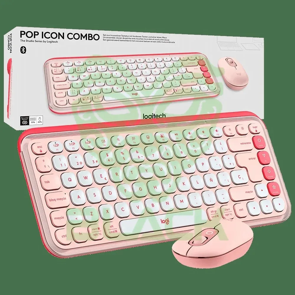 COMBO LOGITECH TECLADO Y MOUSE POP ICON ROSE BLUETOOTH 5.1 WINDOWS/MAC