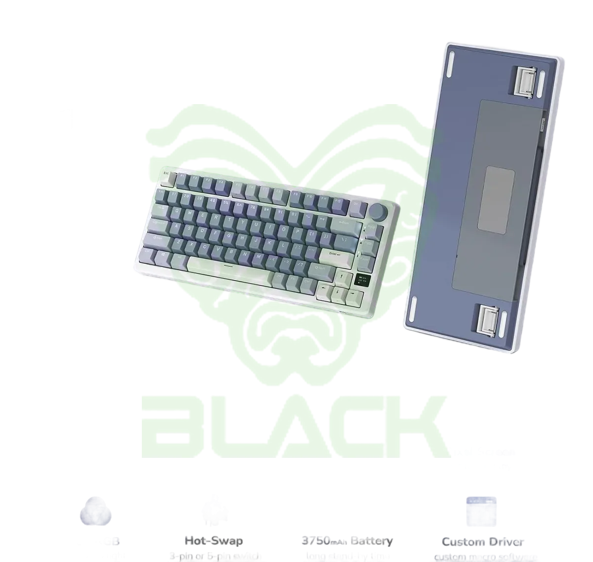 TECLADO ROYAL KLUDGE RKM75 WIRELESS OCEAN BLUE SWITCH SILVER 75%
