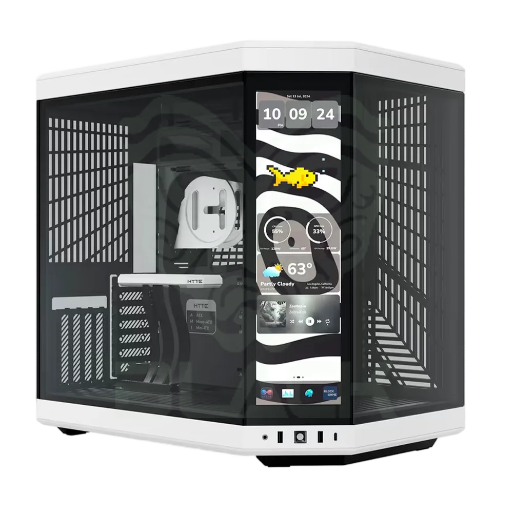 GABINETE HYTE Y70 TOUCH INFINITE PANDA VIDRIO TEMPLADO PANTALLA TACTIL 2.5K LCD IPS 60HZ INC. CABLE RISER PCIE 4X16 USB-C 3.2
