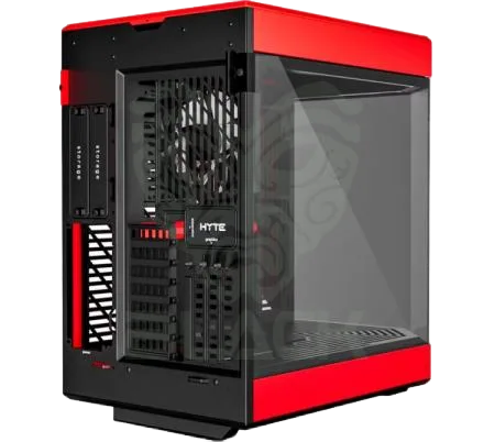 GABINETE HYTE Y60 BLACK/RED VIDRIO TEMPLADO 3X120MM FLOW FE12 FANS VERTICAL GPU MOUNT INC. CABLE RISER PCIE 4X16 USB-C 3.2