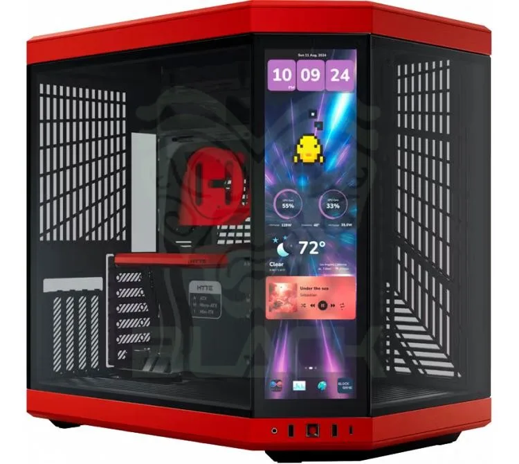 GABINETE HYTE Y70 TOUCH INFINITE BLACK CHERRY VIDRIO TEMPLADO PANTALLA TACTIL 2.5K LCD IPS 60HZ INC. CABLE RISER PCIE 4X16 USB-C 3.2