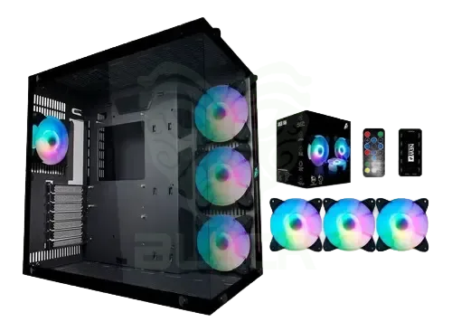 GABINETE 1ST PLAYER AU8E BLACK 4X120MM ARGB FANS VIDRIO TEMPLADO