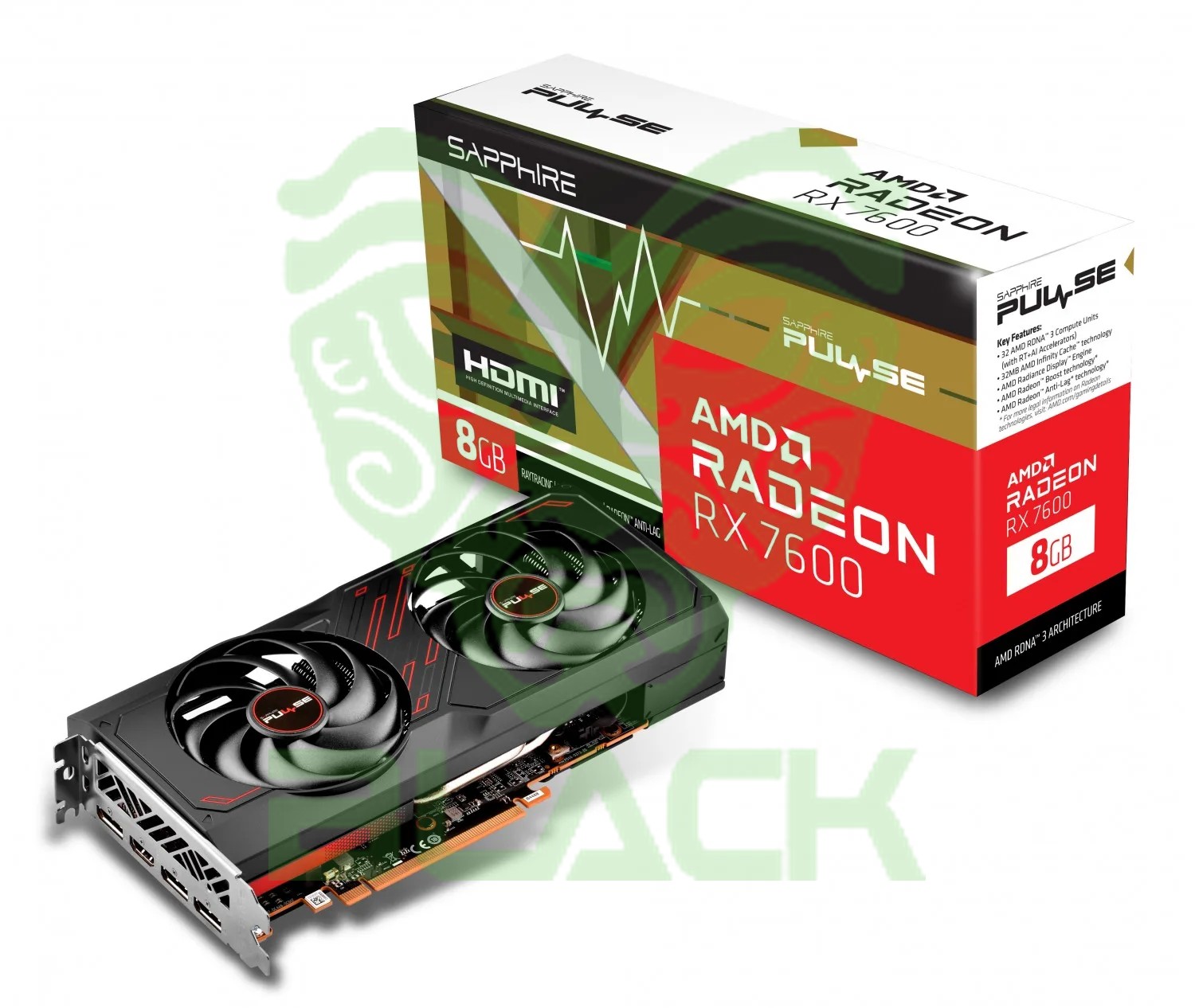 Placa De Video Sapphire Pulse Rx 7600 Oc 8GB