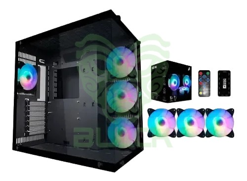 GABINETE 1ST PLAYER AU8E BLACK 4X120MM ARGB FANS VIDRIO TEMPLADO