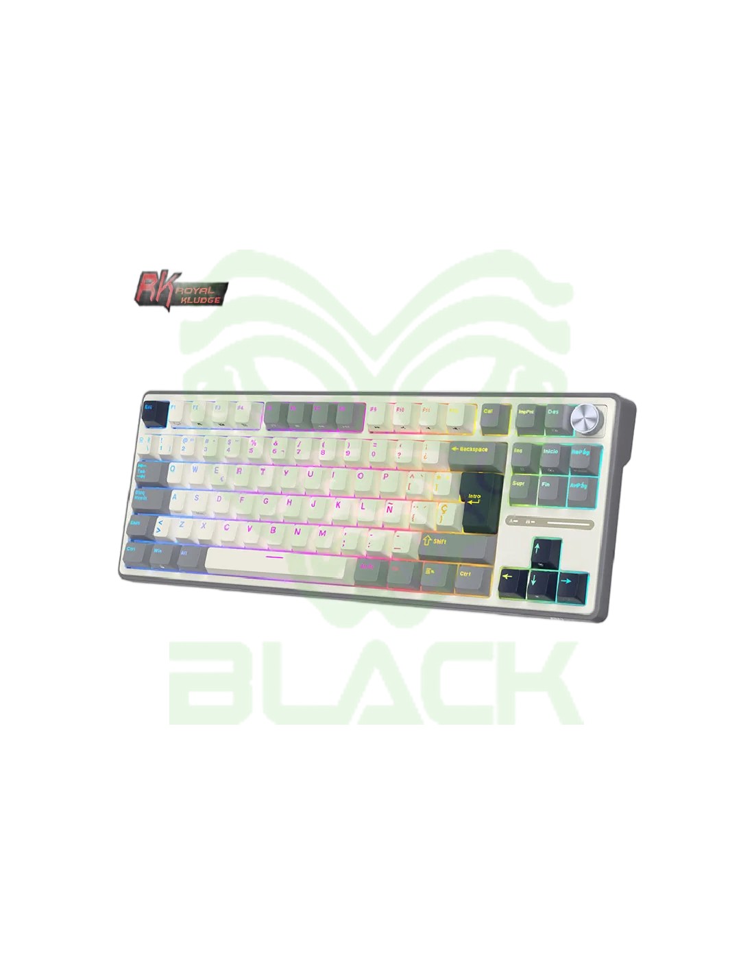 TECLADO ROYAL KLUDGE RKR87 PRO HALF GREY SWITCH CREAMY 75%