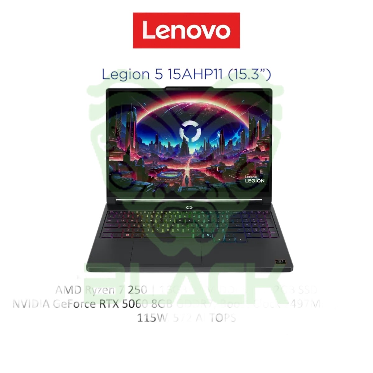 NOTEBOOK LENOVO LEGION 5 15AHP11 15.3" AMD RYZEN 7 250 16GB DDR5 SSD 1TB RTX 5050 8GB WIN11 83Q7002QAR