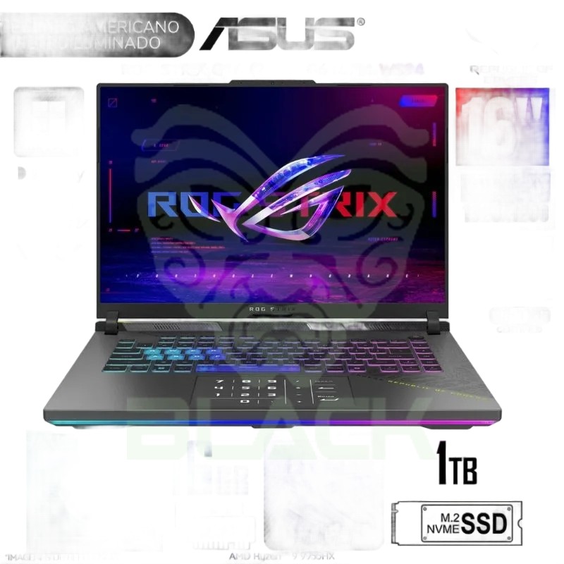 NOTEBOOK GAMER ASUS ROG STRIX G16 16" AMD RYZEN 9 9955HX 16GB DDR5 SSD 1TB RTX 5070 FREE DOS G614FP-RV075