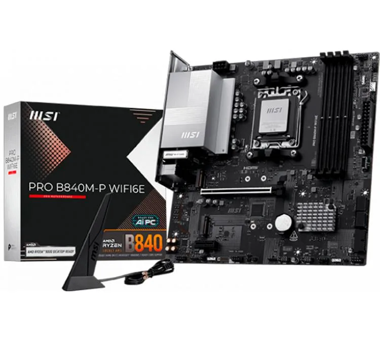 Mother MSI Pro B840M-P Wifi6e DDR5 AM5 (serie 7000/8000/9000) (1804)