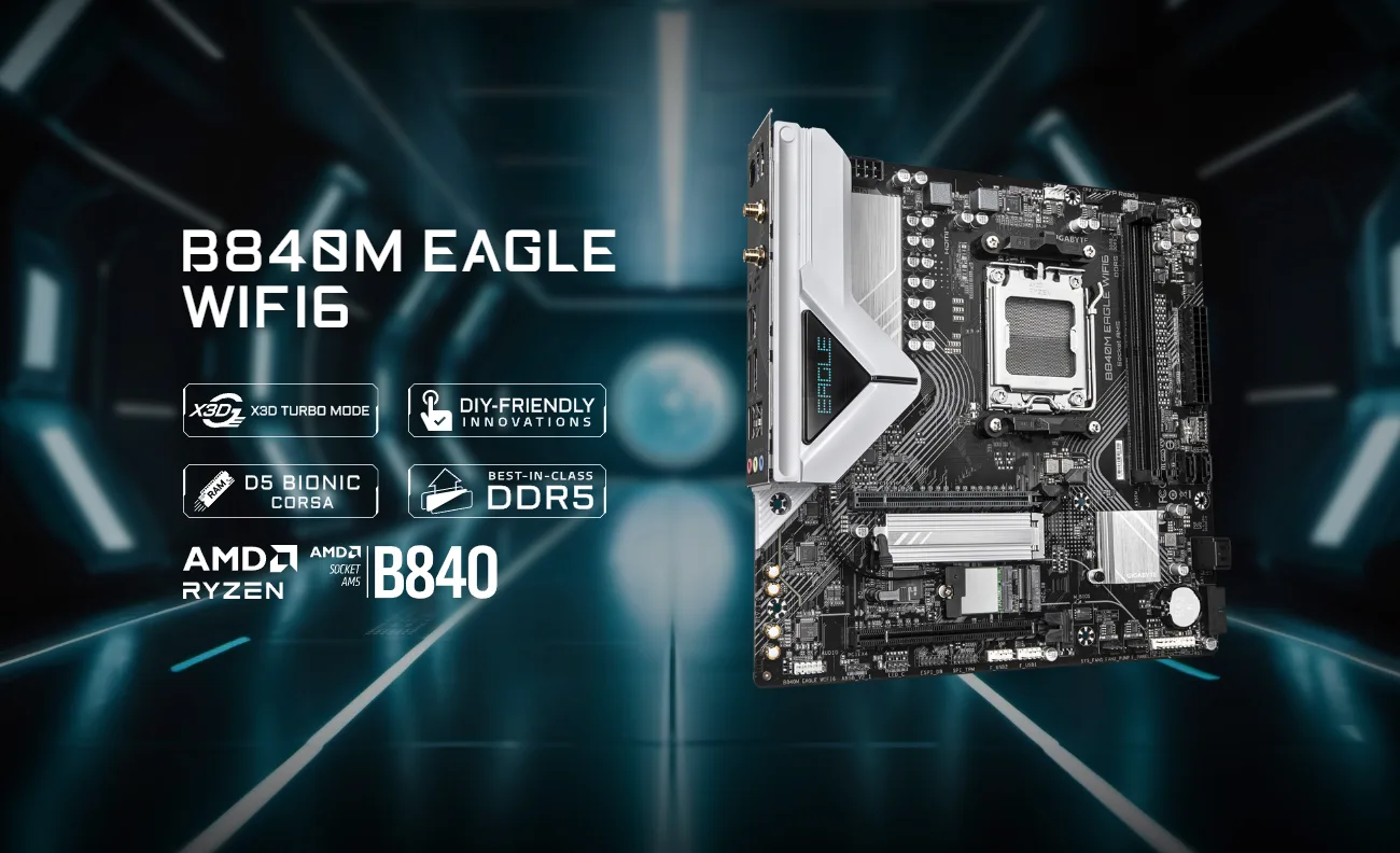 MOTHER GIGABYTE B840M EAGLE WIFI6 DDR5 AM5 (SERIE 7000/8000) (8970)