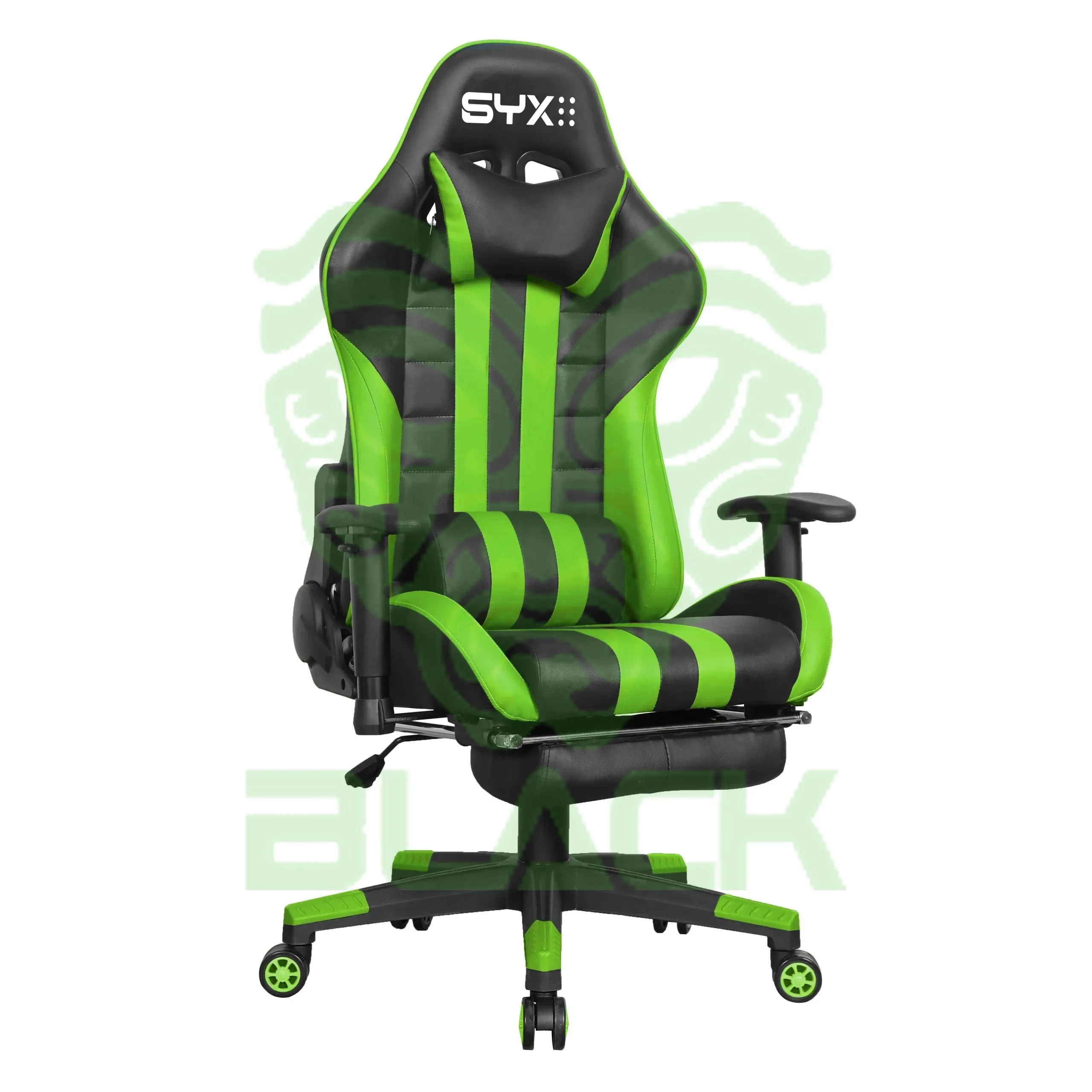 SILLA GAMER SYX CH-451 GR VERDE NEGRO