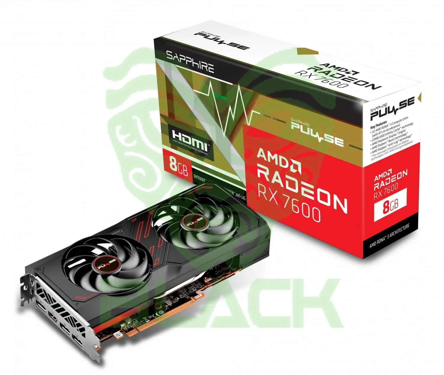 Placa De Video Sapphire Pulse Rx 7600 Oc 8GB