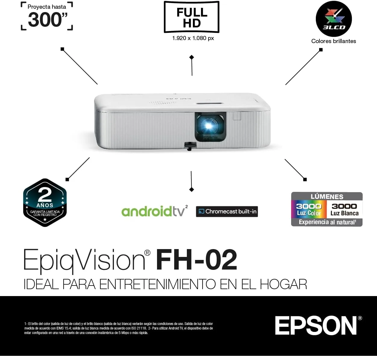 Proyector Epson Epiqvision CO-FH02 3000l Full Hd
