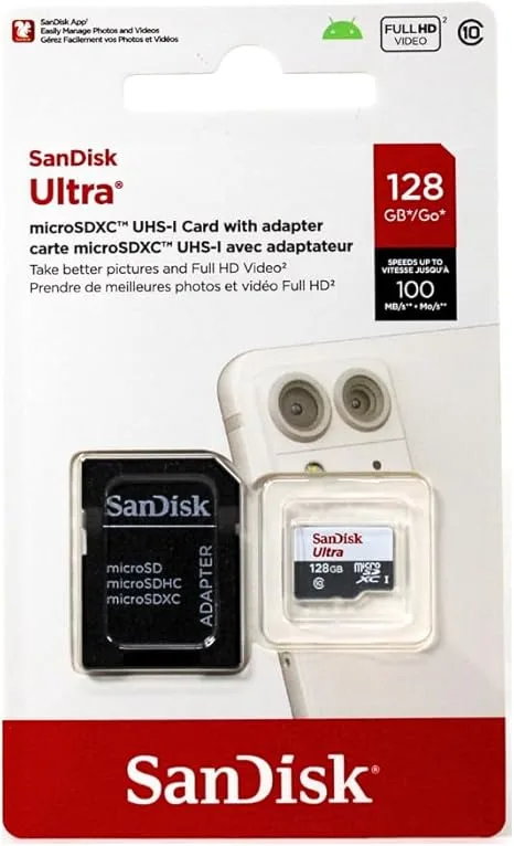 Memoria Micro Sd 128 GB Sandisk Con Adaptador