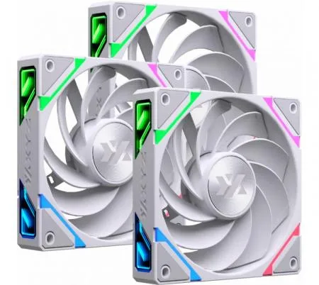 Cooler Fan Xyz Vortex Pro 120mm White Reversed Airflow ARGB Kit X3