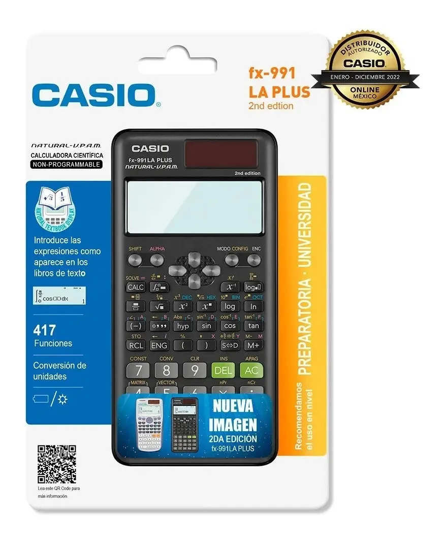 Calculadora Científica Casio FX-991LA Plus 2 Español 417 Funciones