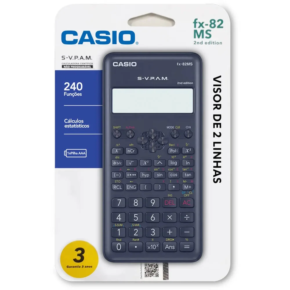 Calculadora Cientifica Casio (fx-82ms-2) 240 Funciones Black