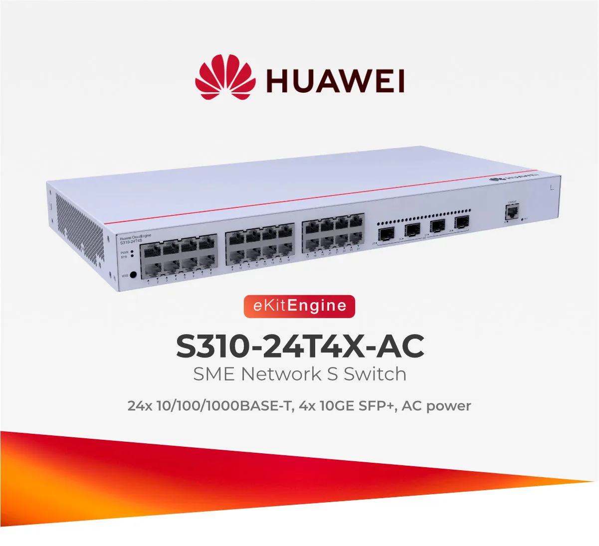 Switch 24p Huawei Ekit S310-24T4X 4sfp+ 10ge L3