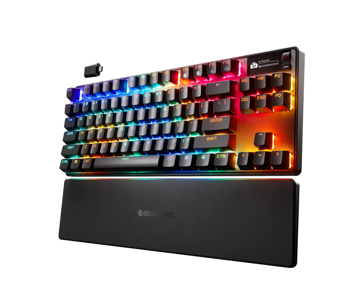 Teclado Hipermagnético Steel Series Apex Pro Tkl 3 Wireless 2.4GHz Bluetooth Black RGB Omnipoint 3.0 Hall Effect