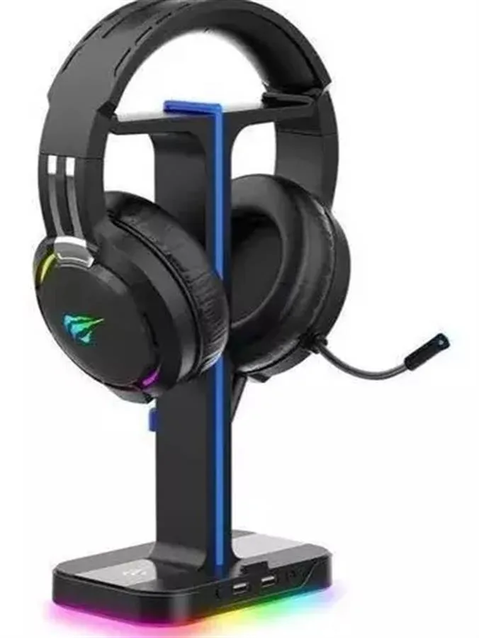 Soporte Doble P/Auricular C/RGB 2 Port USB Yurei XTH-690