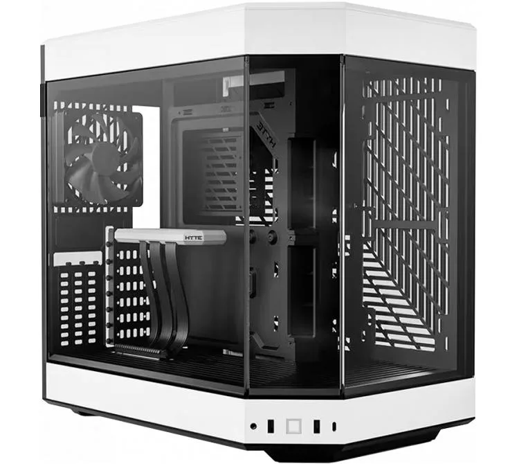 Gabinete Hyte Y60 Panda Vidrio Templado 3x120mm Flow Fe12 Fans Vertical GPU Mount Inc. Cable Riser PCIE 4x16 Usb-c 3.2