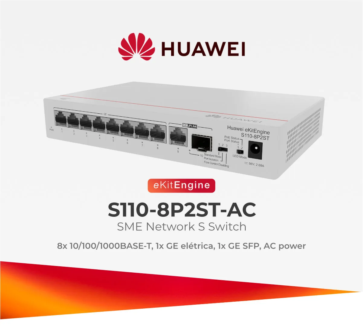 Switch Huawei Ebg 8p Ge 4-SFP Ge Poe+ (124w) Layer 2+