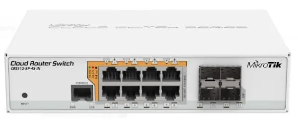 Switch Mikrotik 112-8p-4s-in 8p GB Poe +4sfp F/I Sin Int