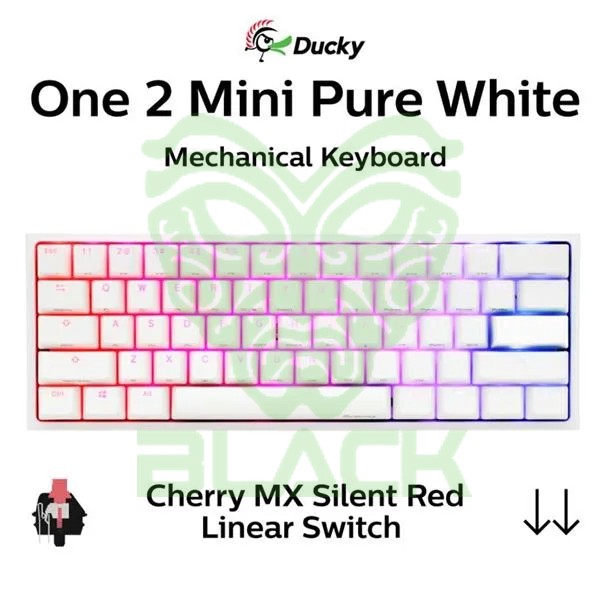Teclado Gamer Ducky One 2 Mini Pure White RGB Version  Gaming Cherry Mx Red Double-shot Pbt Mecanico