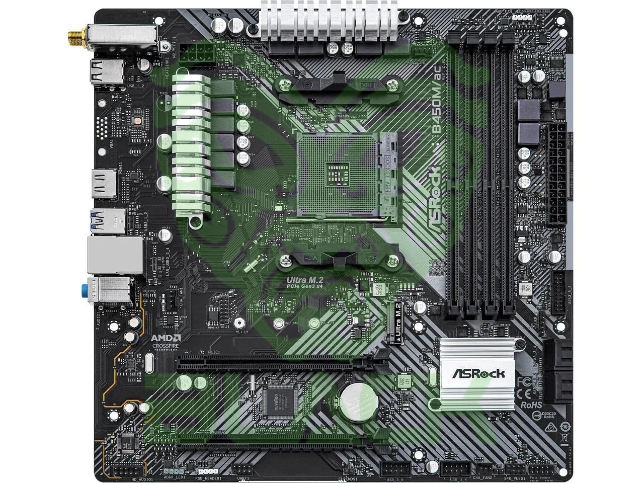 Mother Asrock B450M/Ac AM4 WIFI R2.0   Bulk - Outlet
