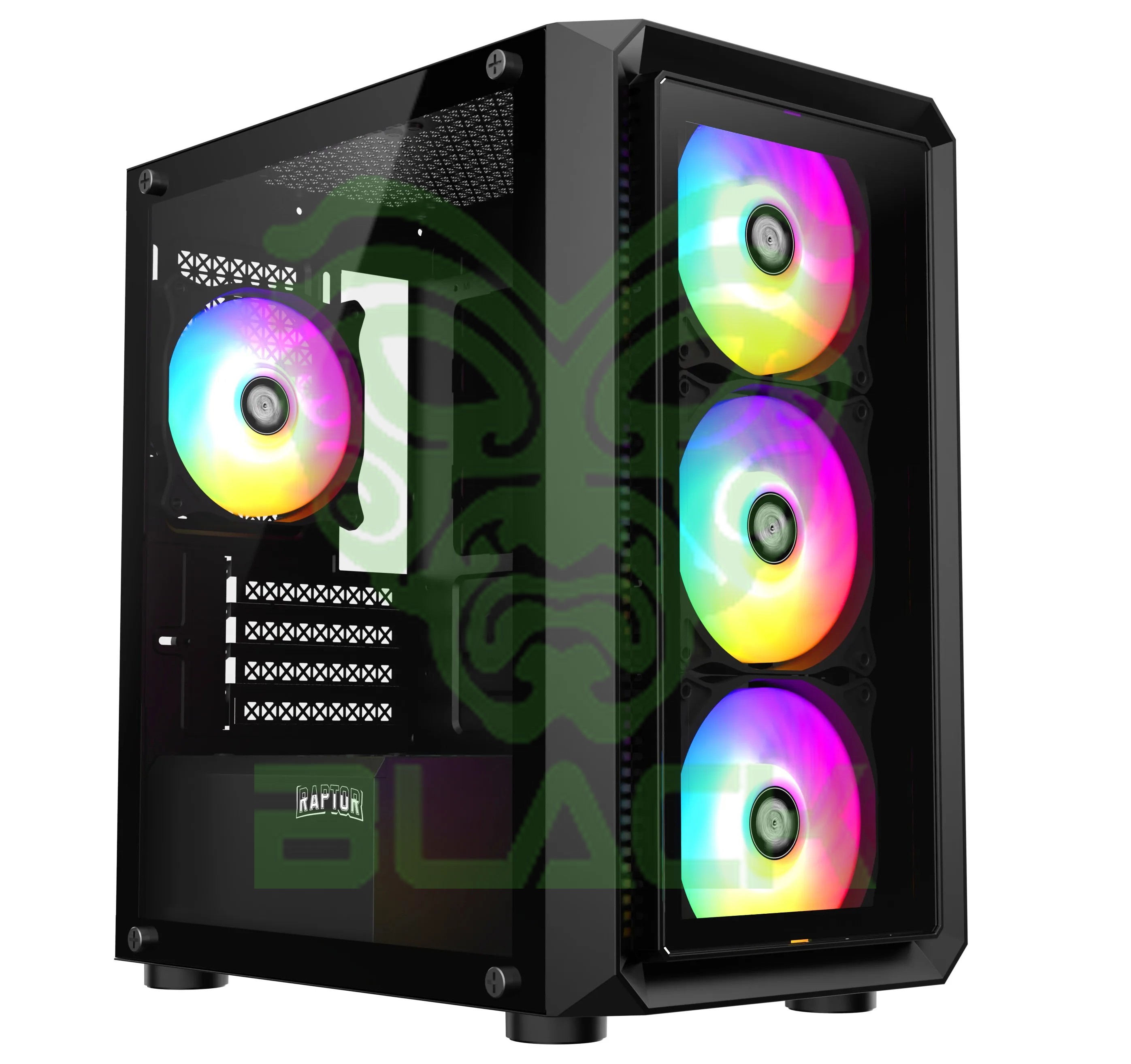 Gabinete Raptor Infinity Glass Tg X2 Mid-tower RGB Fan X4