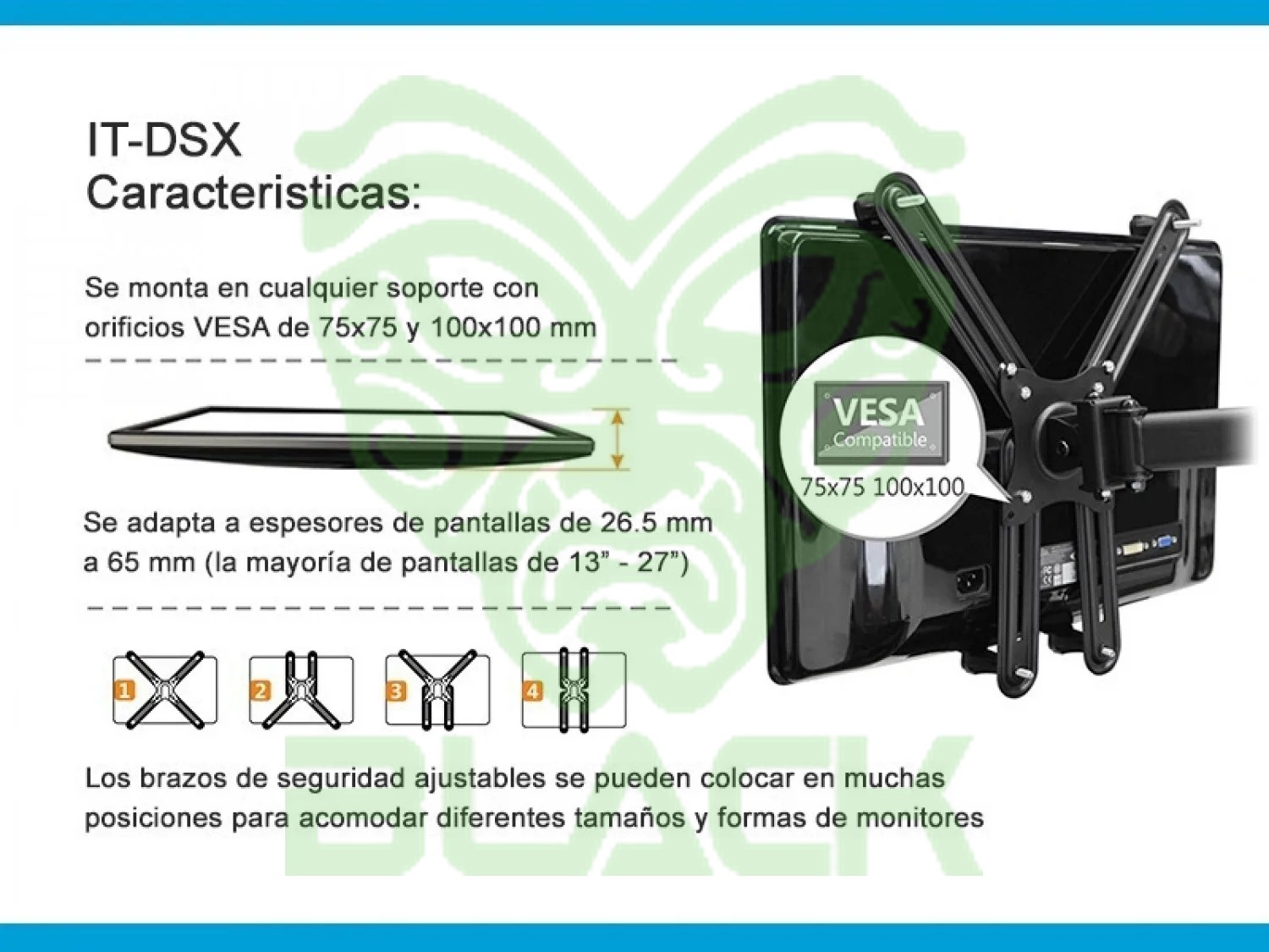 Soporte Intelaid It-dsx Adapta P/Mon Sin Vesa 75x75 100x100