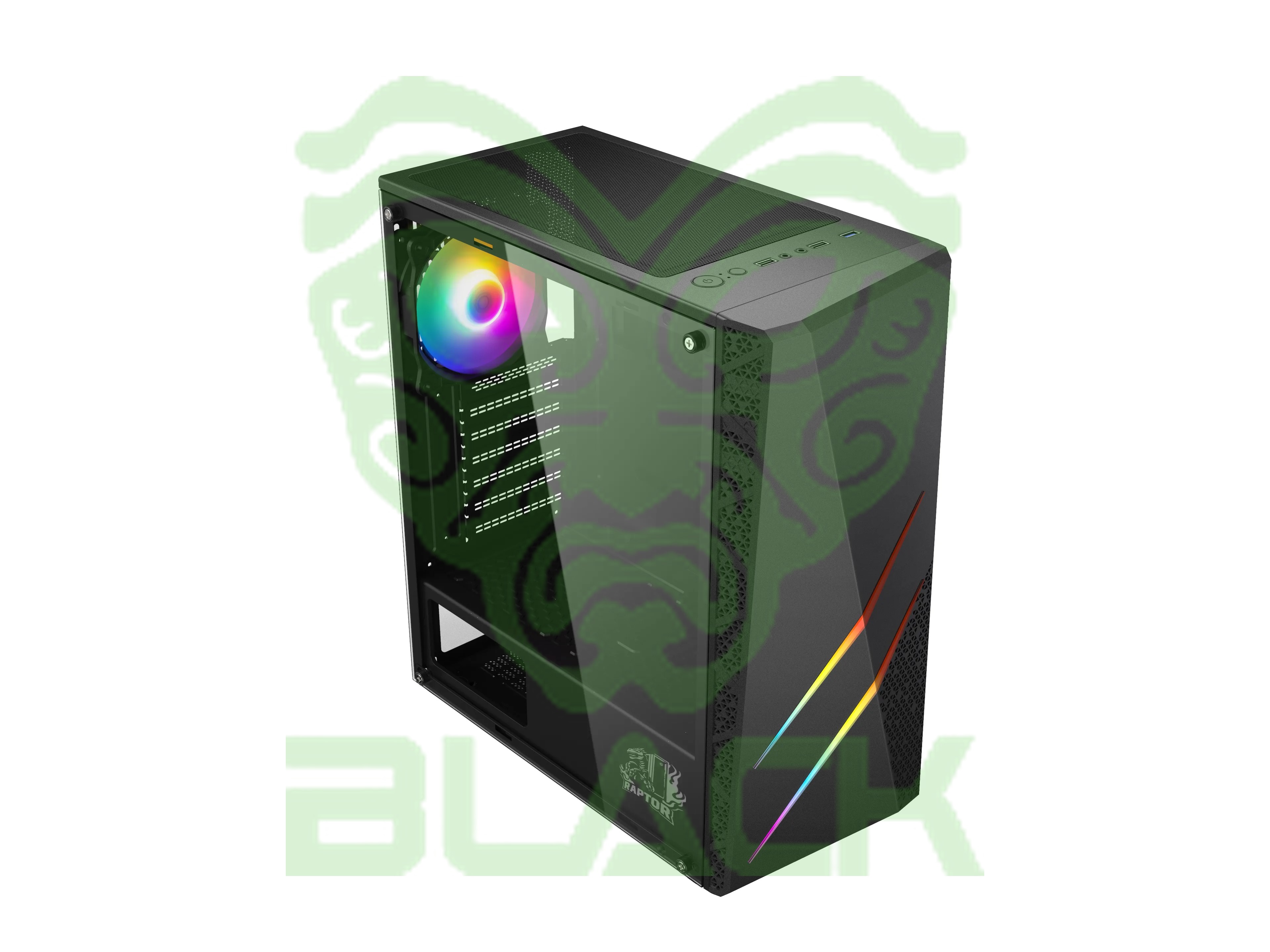 Gabinete Raptor Blaze Force Tg Mid-tower RGB Fan X1 W/Button Control
