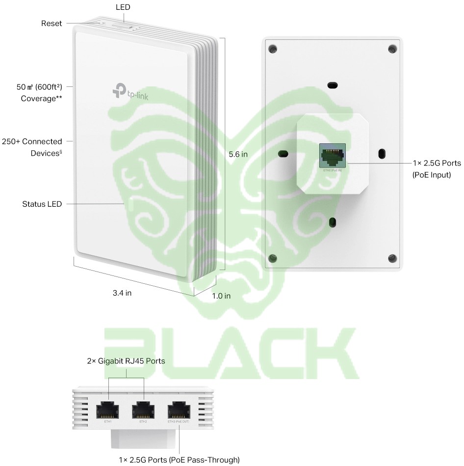 AP IN.TP LINK BE5000 WALL PLATE WIFI 7 ACCESS P S/F
