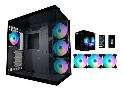 Gabinete 1st Player Au8e Black 4x120mm ARGB Fans Vidrio Templado