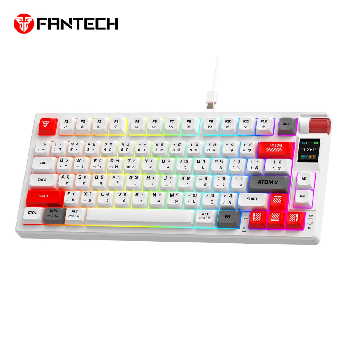 Teclado Mecánico Inalambrico Fantech Atom Pro79 Mk917 White (red Switch)