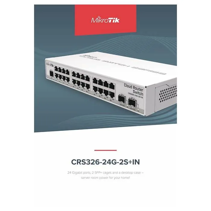 Switch Mikrotik 326-24g-2s+ L5 24eth 2spf+ In-deskt S/F