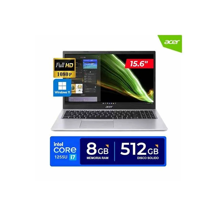 Notebook Acer Aspire 3 Ci7 1255u /Memoria 8 GB/Sdd 512 GB/15.6led Fhd/Windows 11 Home