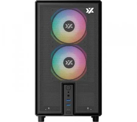 Gabinete Xyz Atom Black 3x120mm ARGB Fans Mesh Black Usb-c Gen2 Vidrio Templado