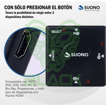 Adaptador Suono HDMI Switch (3 Entradas 1 Salida)