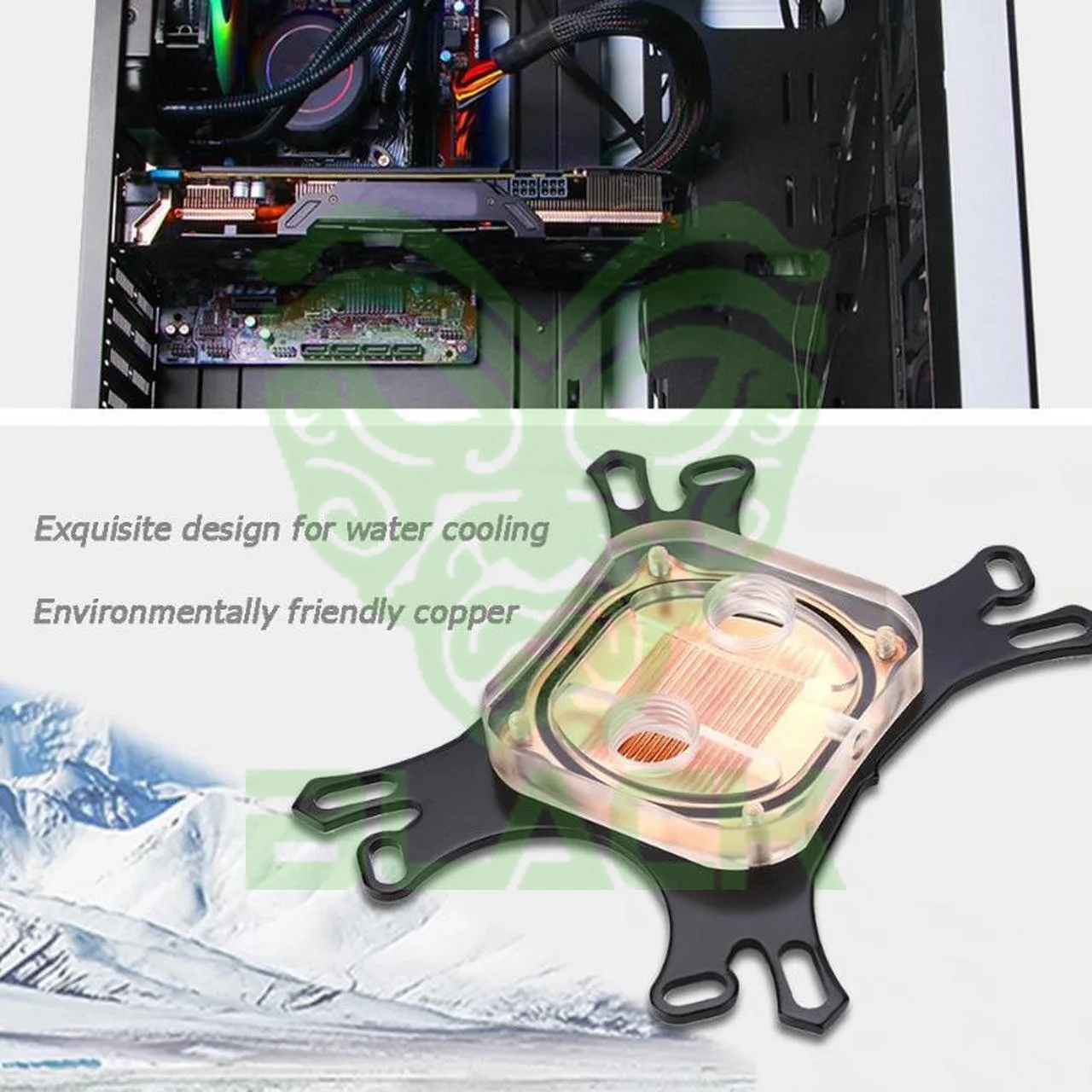 Intel + AMD Water CPU Block Copper Base (Liquid Cooling System)