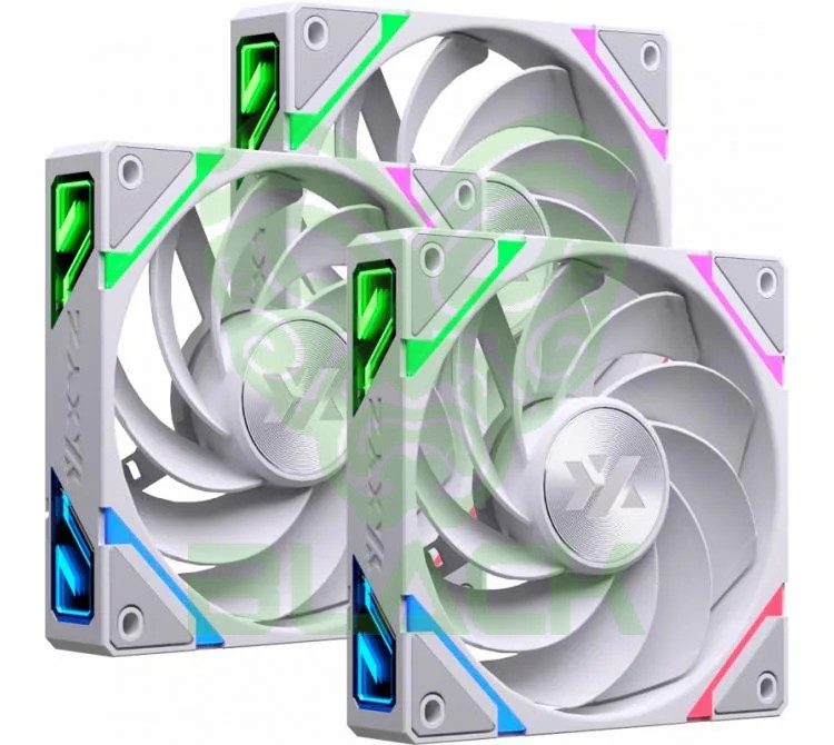 Cooler Fan Xyz Vortex Pro 120mm White Reversed Airflow ARGB Kit X3