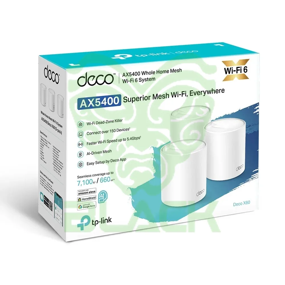 ROUTER MESH TP-LINK DECO X60 AX5400 WIFI 6 DE DOBLE BANDA LOW LATENCY PACK 2