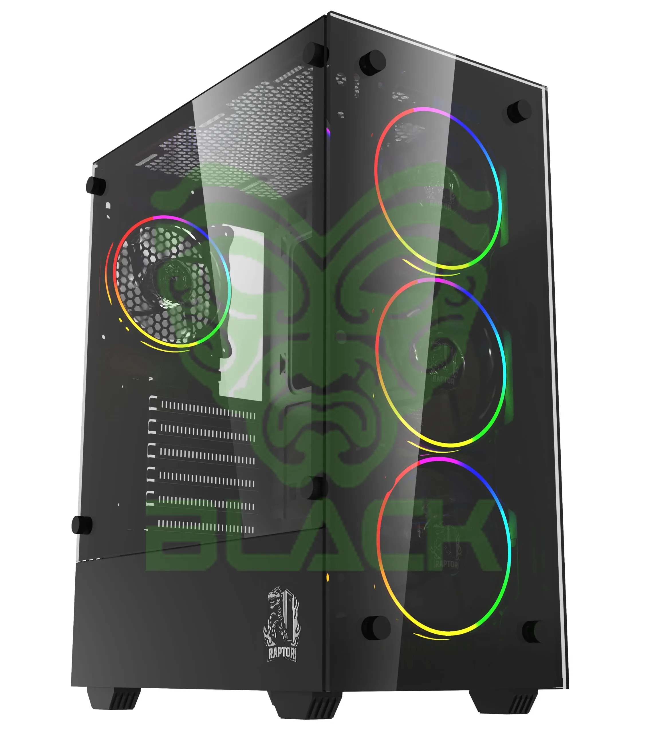 Gabinete Raptor Sentinel Tg Mid-tower RGB Fan X4 W/Button Control