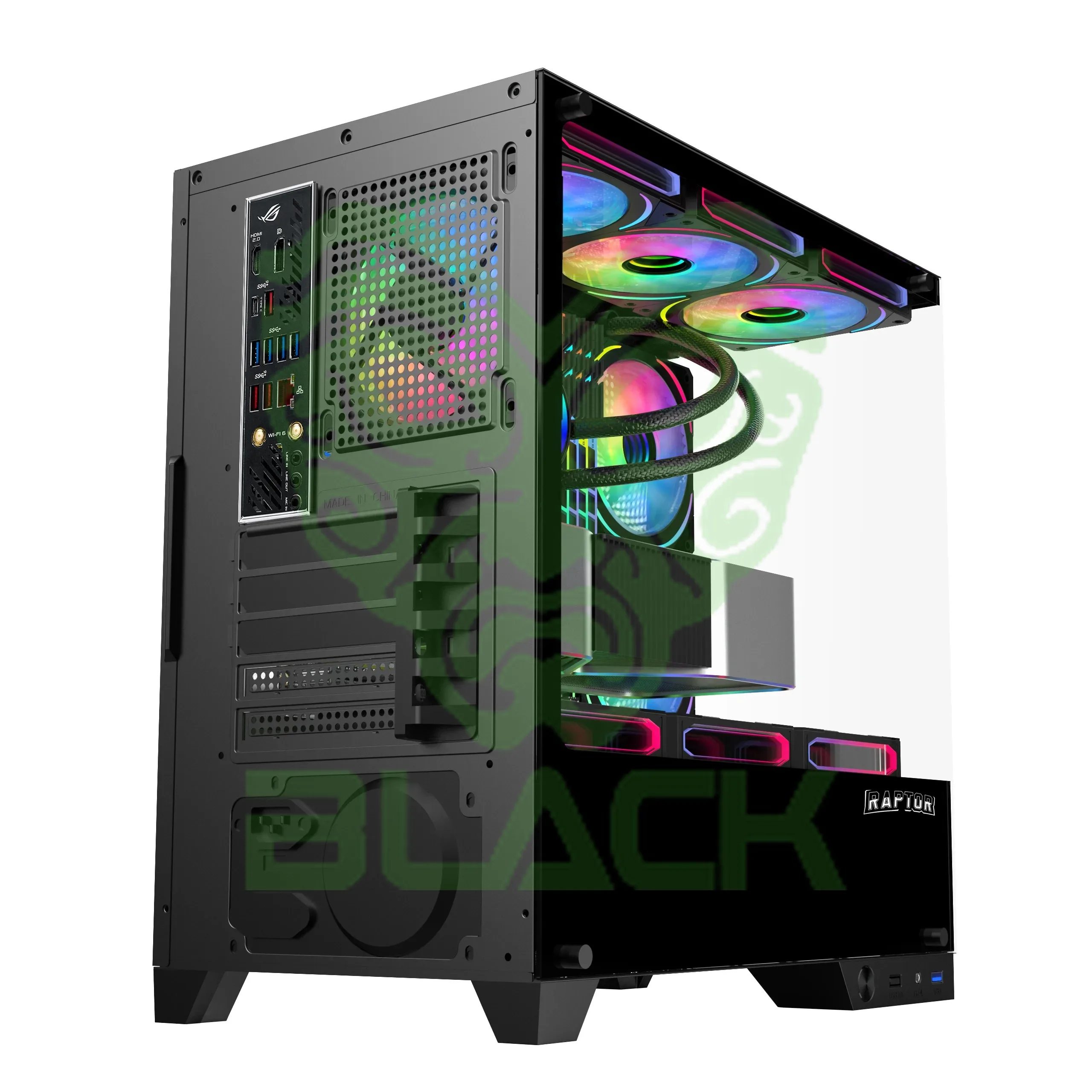 Gabinete Raptor Thunder Strike Tg X2 Mid-tower RGB Fan X1 Black