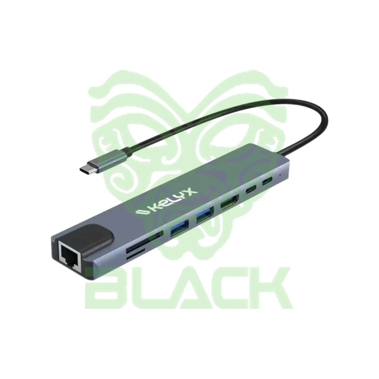 HUB KELYX 8EN1 TYPE C HDMI SD USB 2.0 X2 / USB 3.0 X2 RJ45