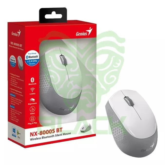 MOUSE GENIUS NX-8000SBT WHITE WIRELESS + BLUETOOTH