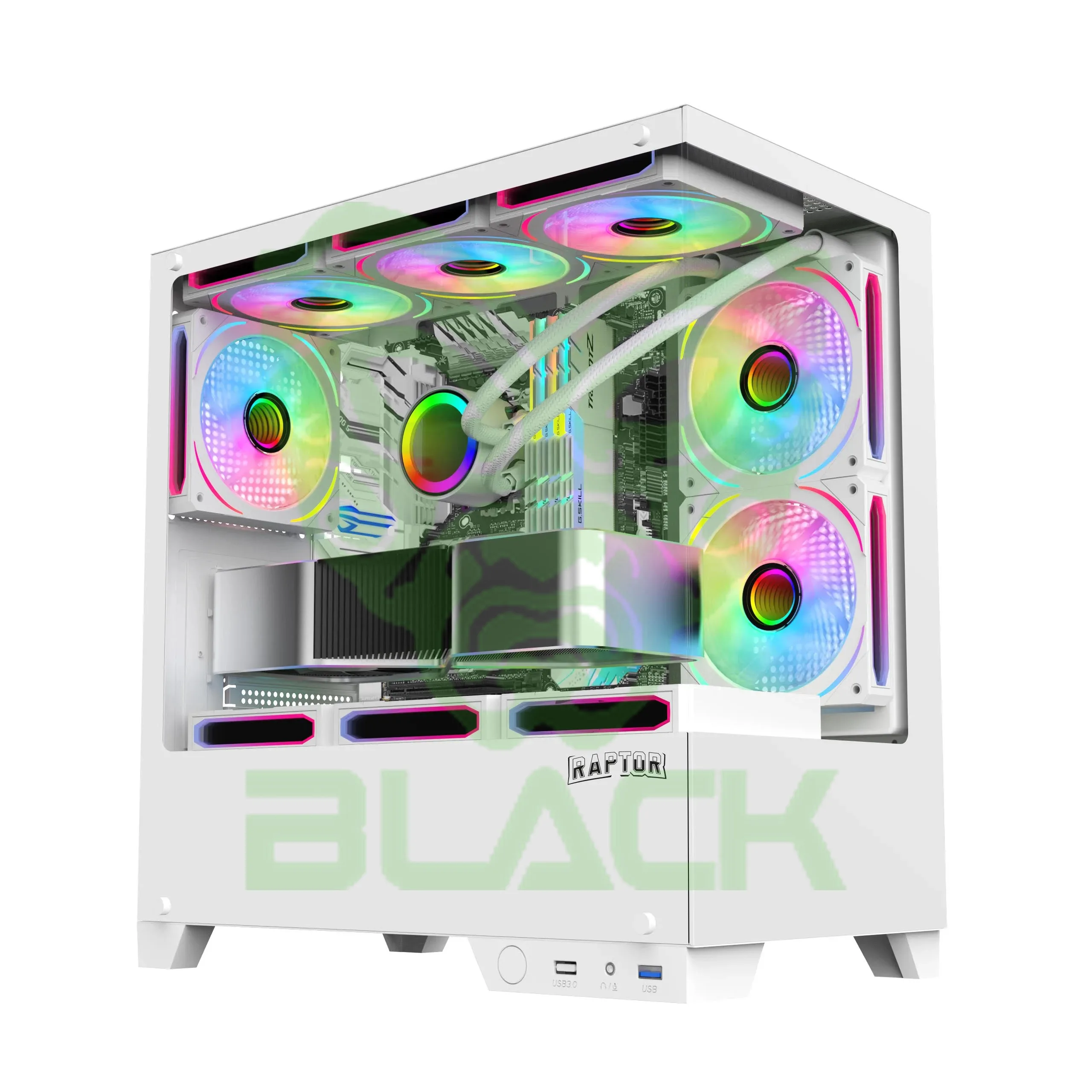 Gabinete Raptor Thunder Strike Tg X2 Mid-tower RGB Fan X1 White
