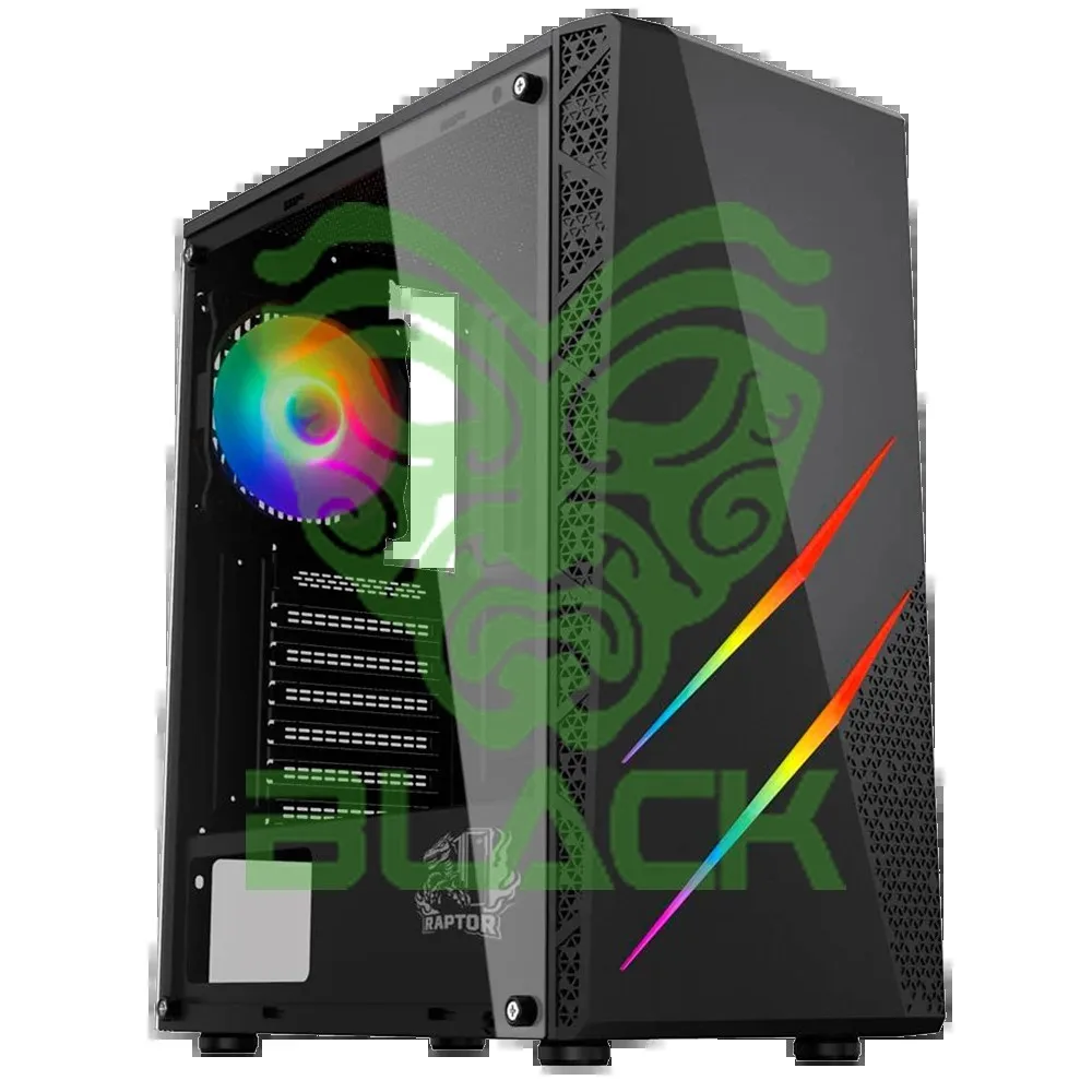 Gabinete Raptor Blaze Force V2 Tg Mid-tower RGB Fan X3 W/Button Control
