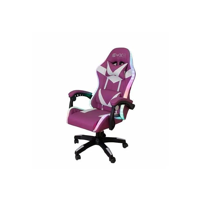 Silla Gamer Syx GC-S02 Pw Purpura Blanco RGB