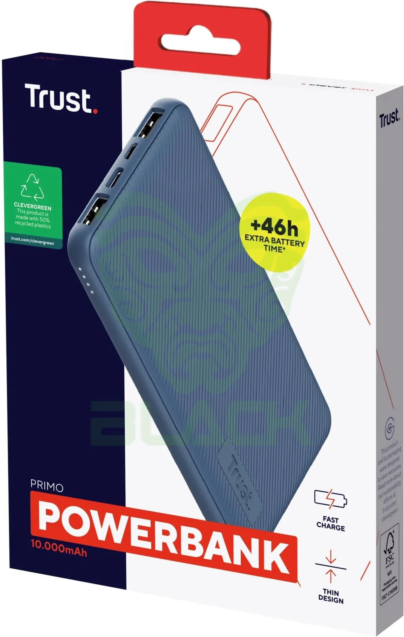 POWERBANK TRUST PRIMO 10000 ECO BLUE